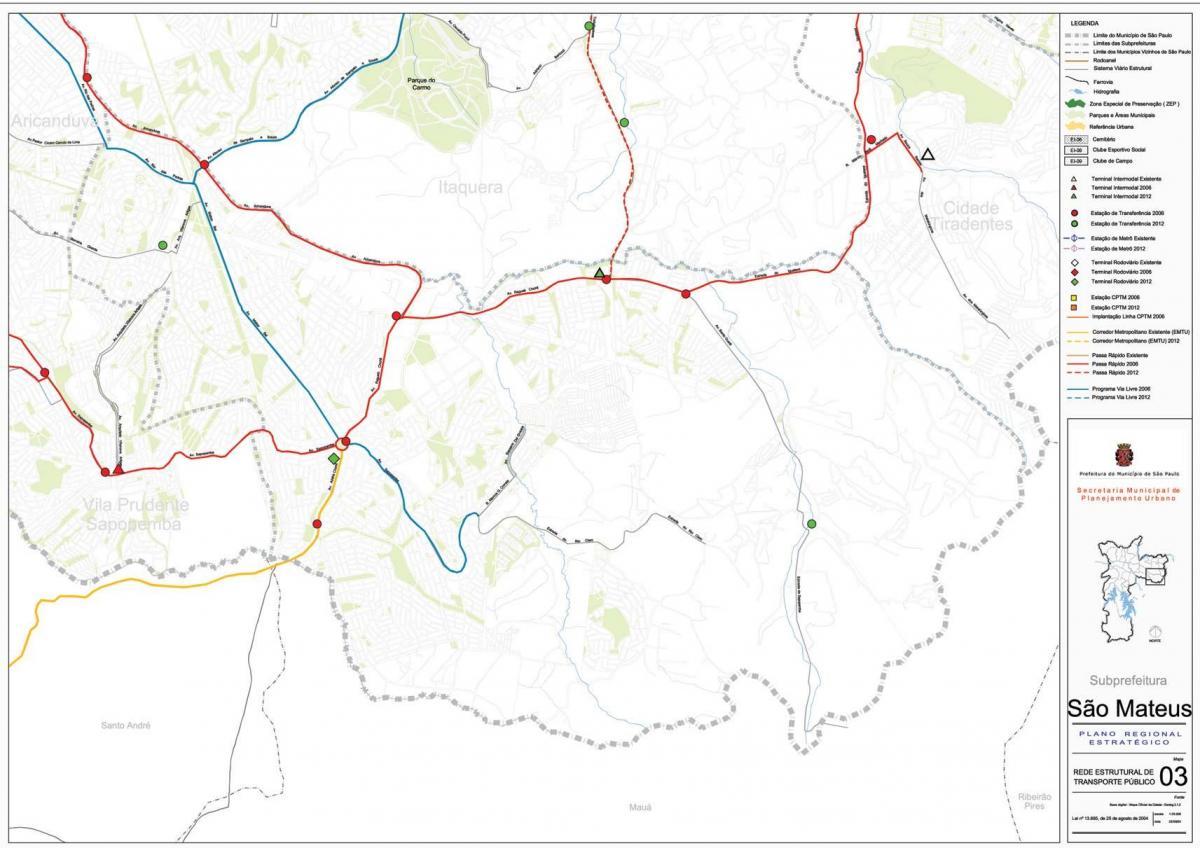 Karte von São Mateus São Paulo - Öffentliche Verkehrsmittel