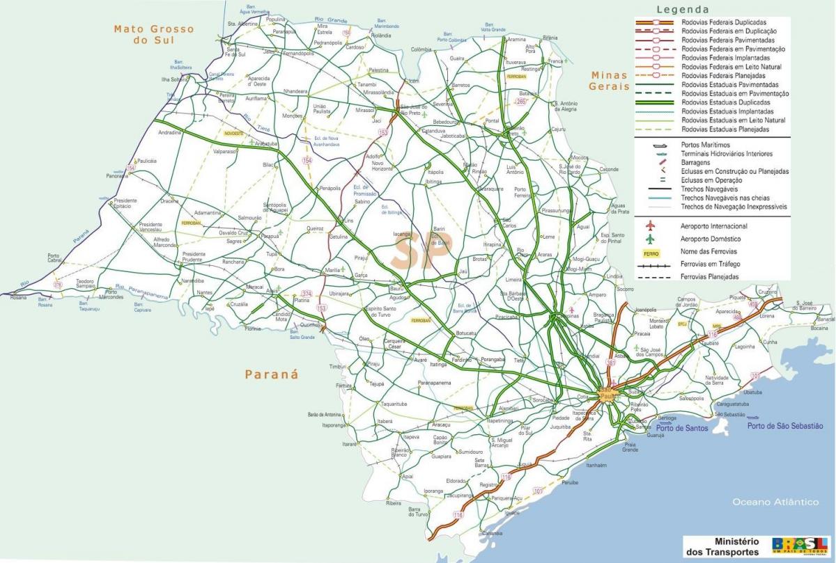 Karte von São Paulo Autobahnen