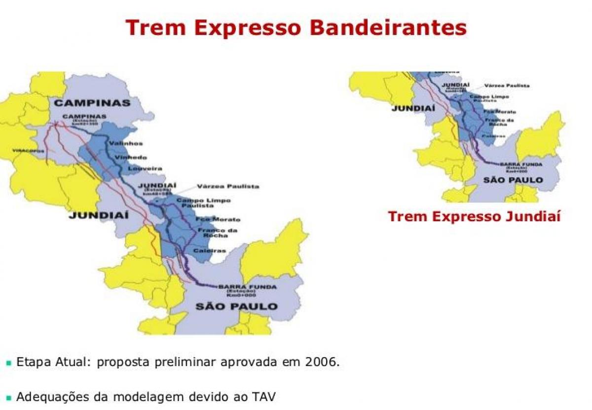 Karte von São Paulo Expresso Bandeirantes