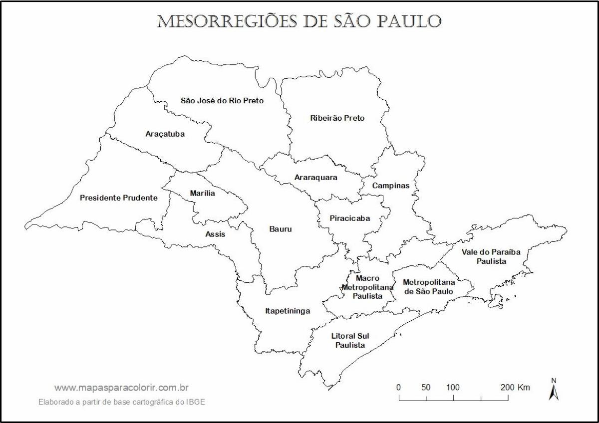 Karte von São Paulo Jungfrau - Regionen-Namen
