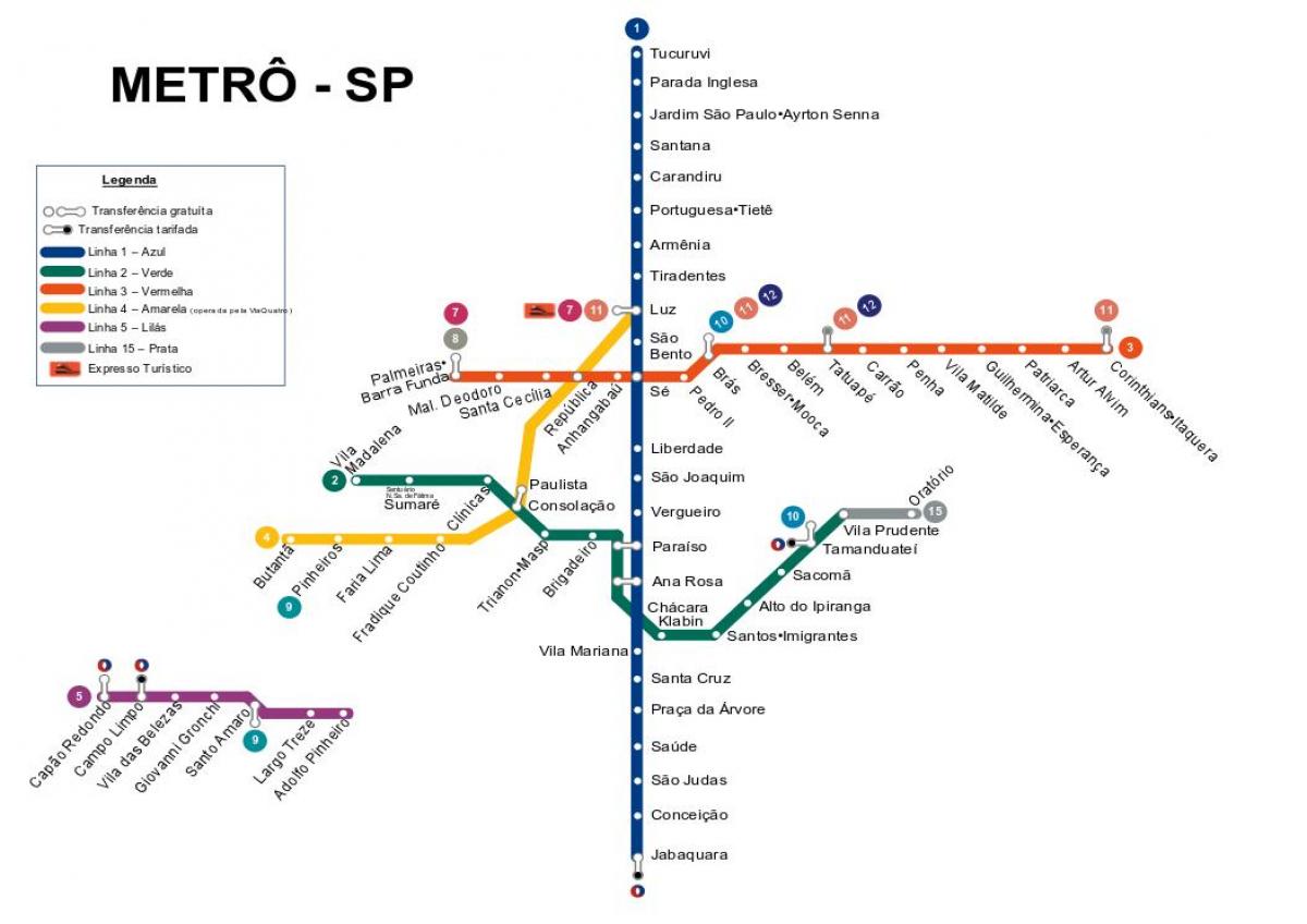 Karte von São Paulo metro