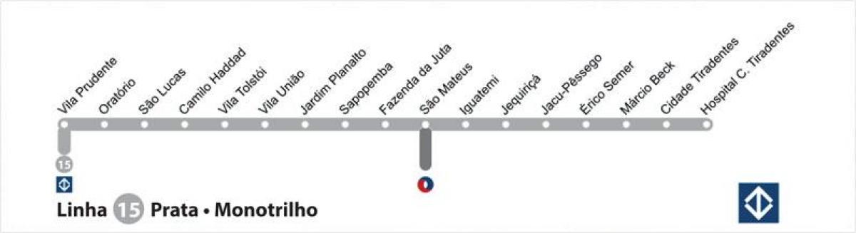 Karte von São Paulo monorail - Linie 15 - Silber