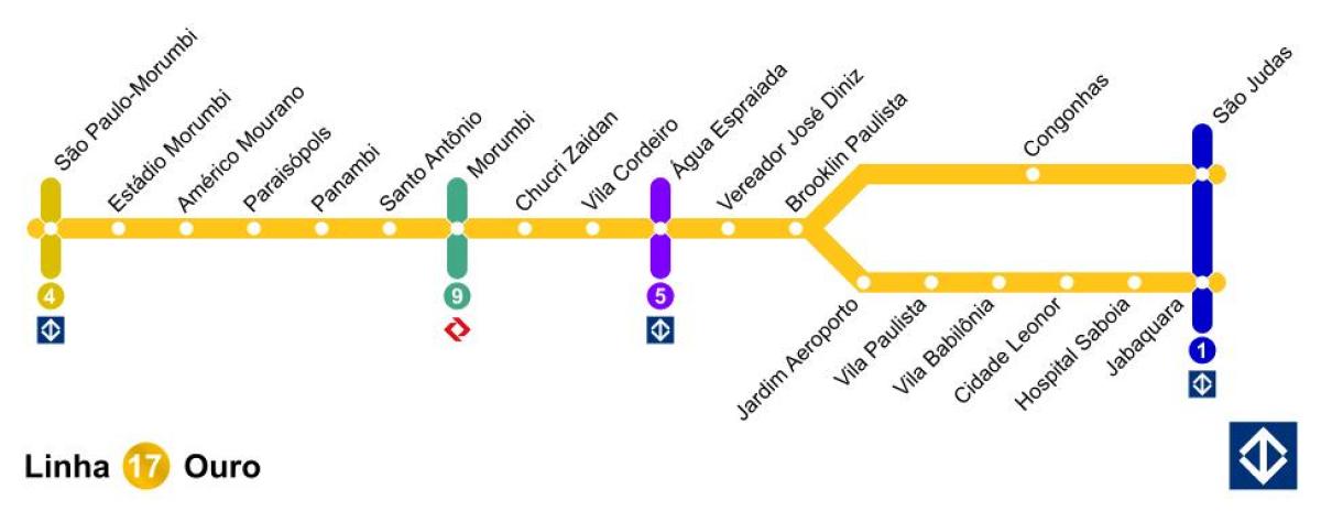 Karte von São Paulo monorail - Linie 17 - Gold