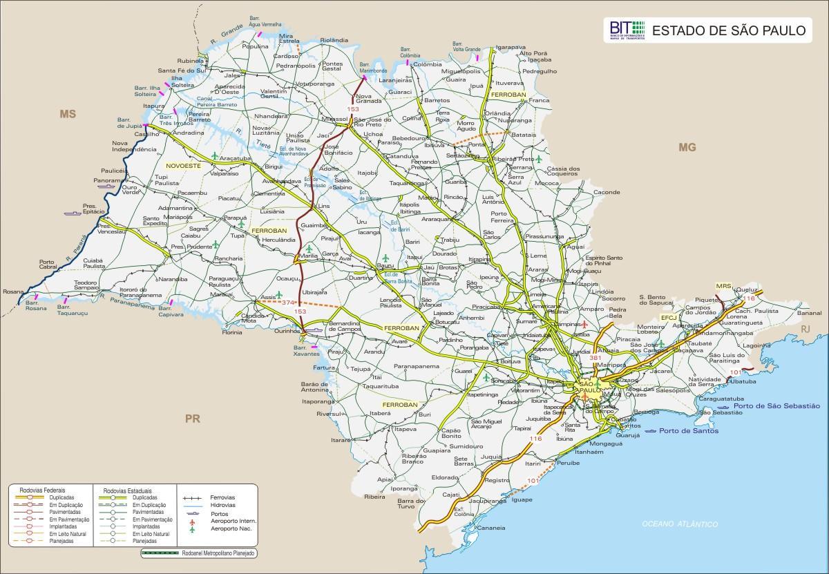 Karte von São Paulo State highways