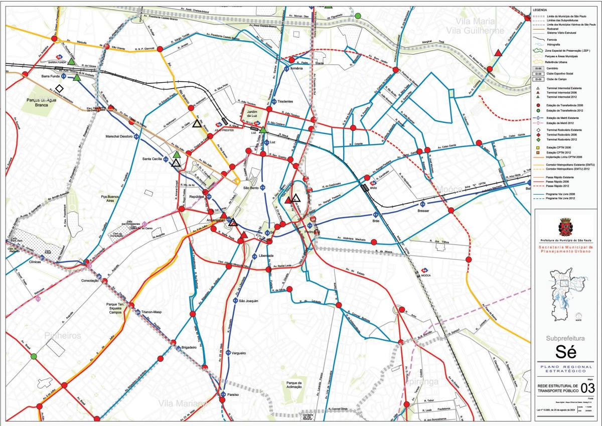 Karte von Sé São Paulo - Öffentliche Verkehrsmittel