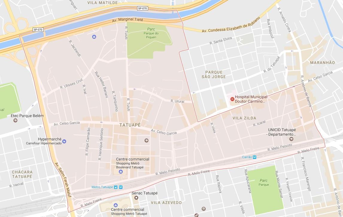 Karte von São Paulo Tatuapé