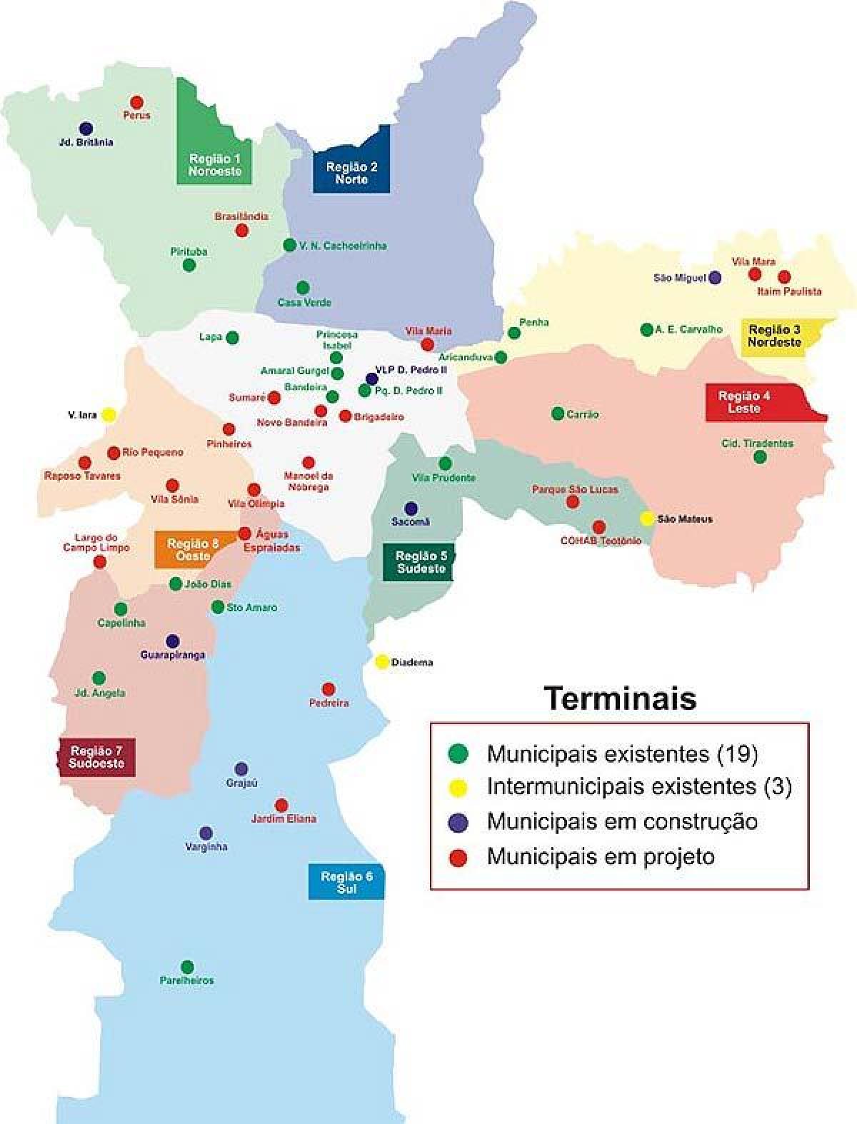 Karte des terminals bus von São Paulo