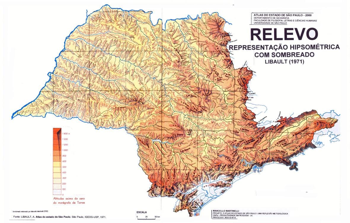 Karte der topographischen São Paulo