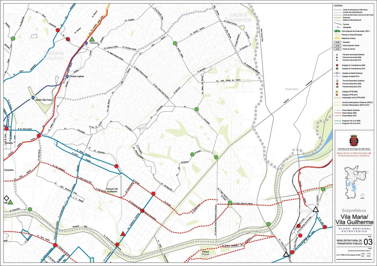 Karte von Vila Maria São Paulo - Öffentliche Verkehrsmittel