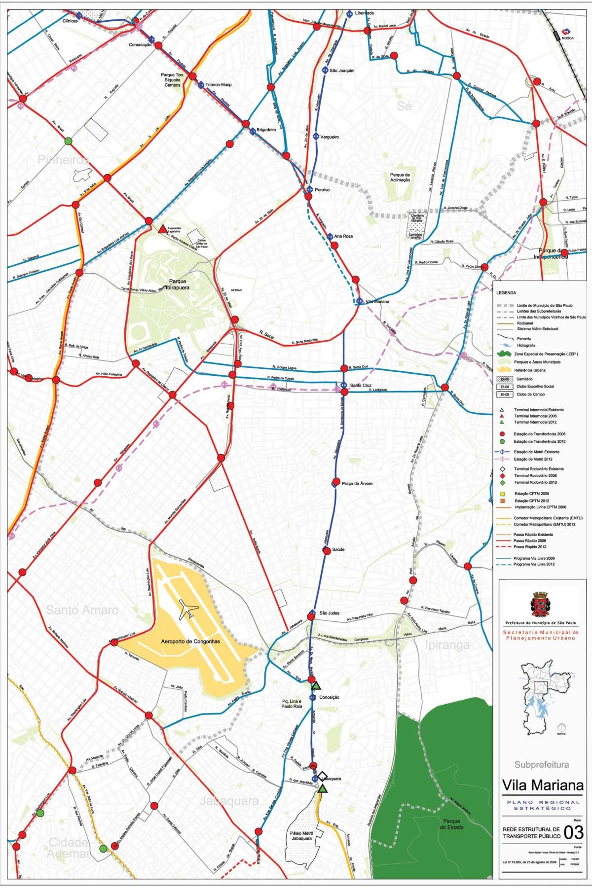 Karte von Vila Mariana, São Paulo - Öffentliche Verkehrsmittel