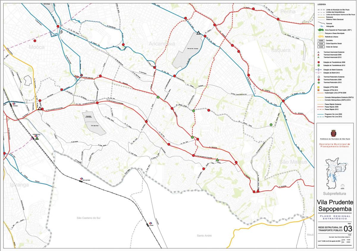 Karte von Vila Prudente São Paulo - Öffentliche Verkehrsmittel