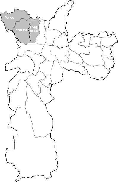 Karte der zone Noroeste São Paulo