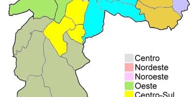 Karte der administrativen Regionen in São Paulo