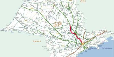 Karte von Bandeirantes highway - SP 348