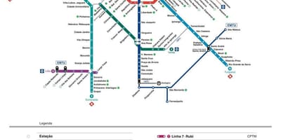 Karte von São Paulo CPTM-transport