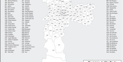 Karte der Stadtbezirke von São Paulo