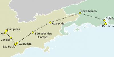 Karte von high-speed-Zug-São Paulo