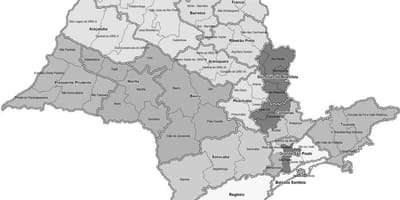 Karte von São Paulo in schwarz und weiß