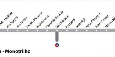 Karte von São Paulo monorail - Linie 15 - Silber