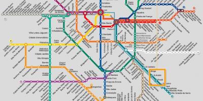 Karte von São Paulo U-Bahn-Netz