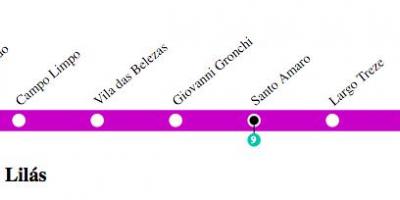 Karte von São Paulo U-Bahn - Linie 5 - Lila